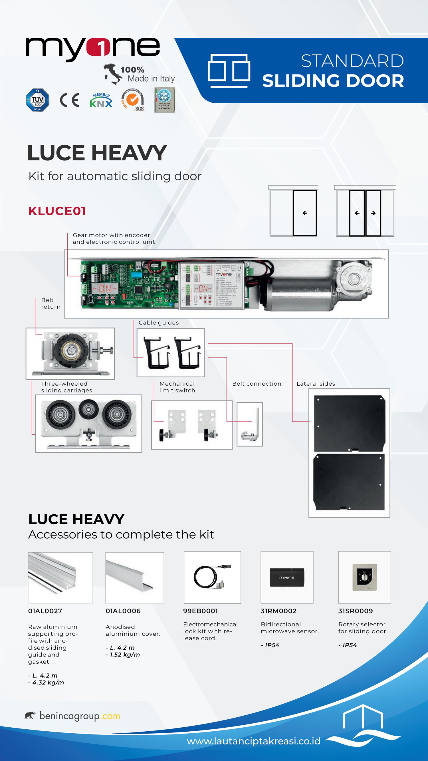 Beninca MyOne Luce Heavy Sliding Door